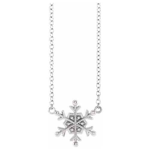 14k White Gold Small Snowflake Necklace