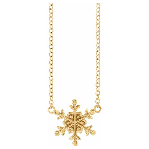 14k Yellow Gold Small Snowflake Necklace