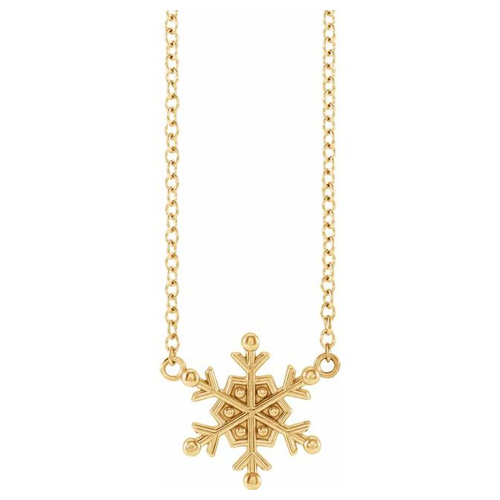 14k Yellow Gold Small Snowflake Necklace