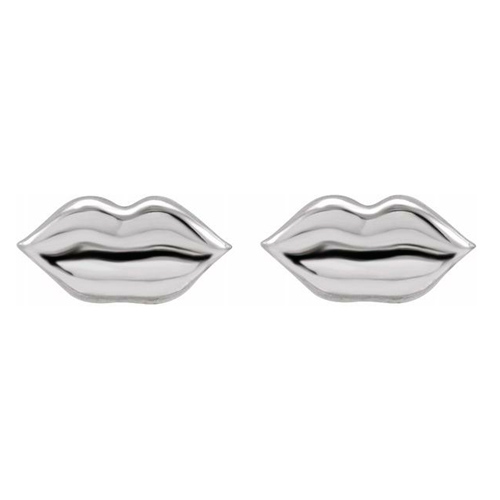 14k White Gold Lip Earrings