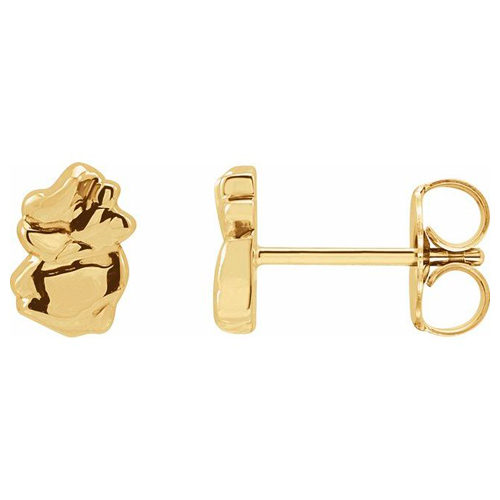 14k Yellow Gold Tiny Nugget Earrings