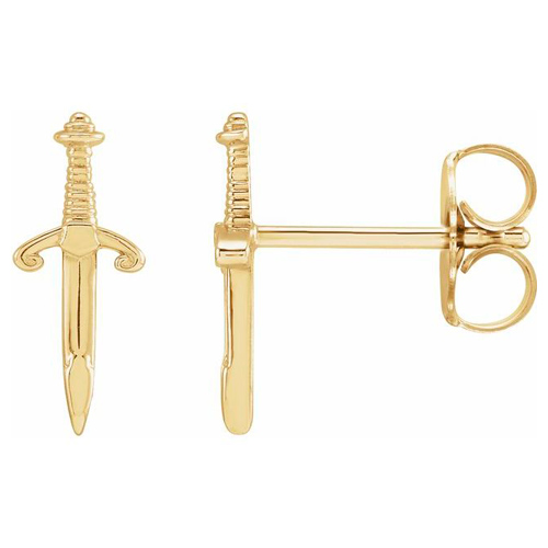 14k Yellow Gold Dagger Earrings