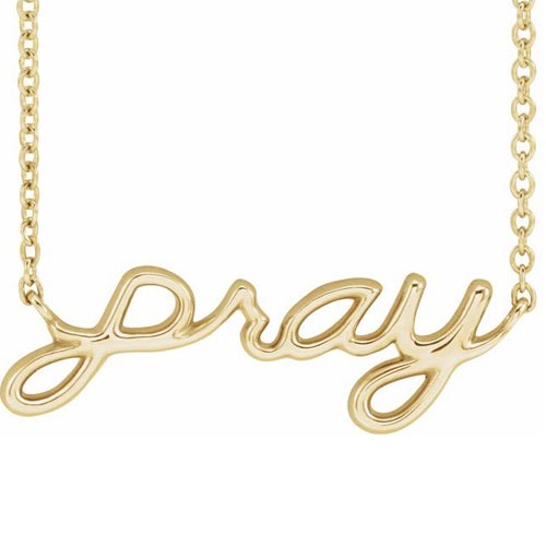 14k Yellow Gold Pray Necklace