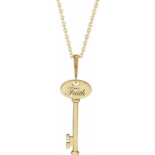 14k Yellow Gold Faith Key Necklace JJ87760Y Joy Jewelers