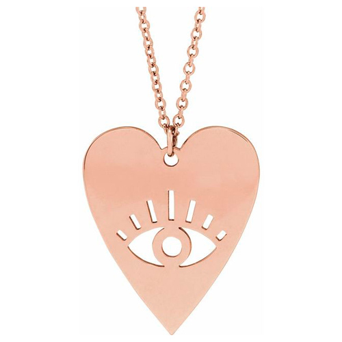 14k Rose Gold Evil Eye Heart Necklace