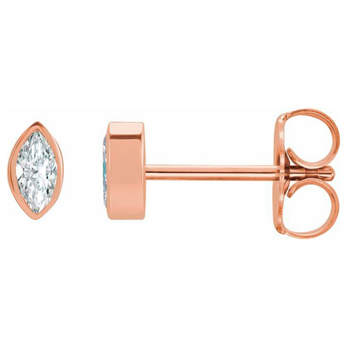 14k Rose Gold 1/10 ct tw Diamond Solitaire Bezel-Set Earrings