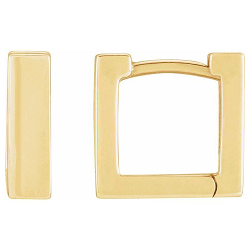 14k Yellow Gold Square Hoop Huggie Earrings 10mm