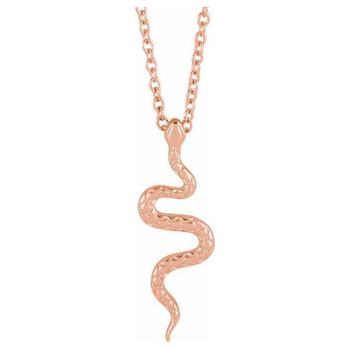 14k Rose Gold Classic Textured Snake Necklace