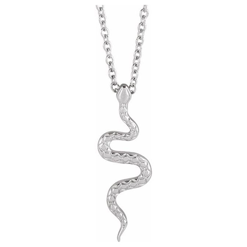 14k White Gold Classic Textured Snake Necklace
