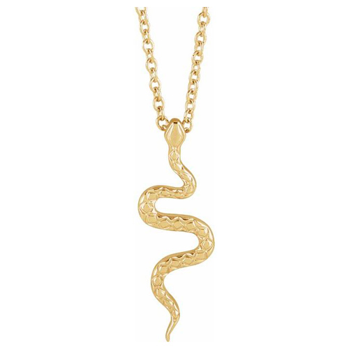 14k Yellow Gold Classic Textured Snake Necklace