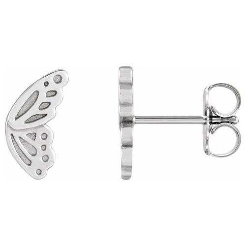 14k White Gold Butterfly Wing Stud Earrings