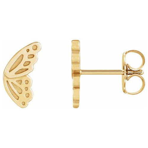 14k Yellow Gold Butterfly Wing Stud Earrings