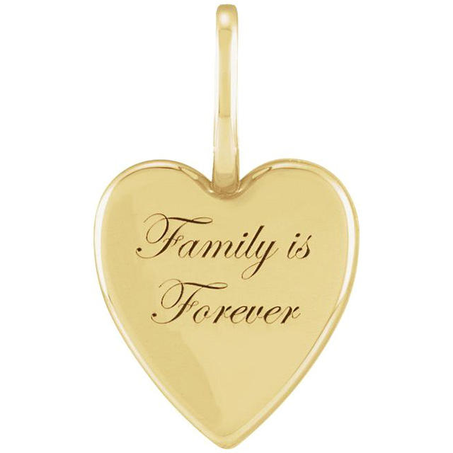 14k Yellow Gold Family is Forever Heart Pendant