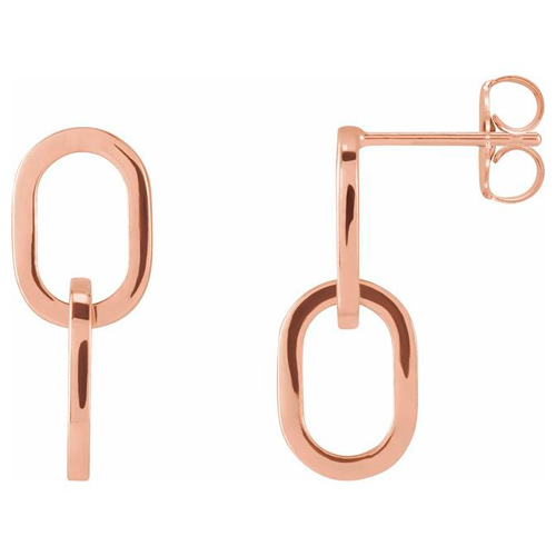 14k Rose Gold Interlocking Oval Earrings