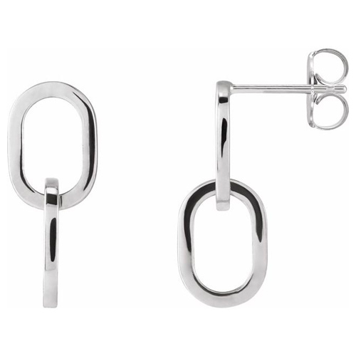 14k White Gold Interlocking Oval Earrings