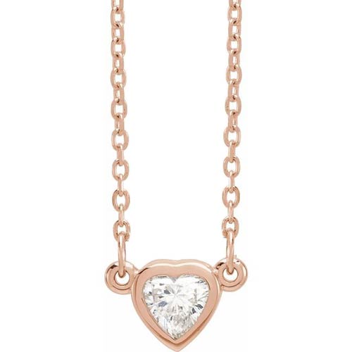 14k Rose Gold 1/4 ct tw Diamond Heart Solitaire Necklace