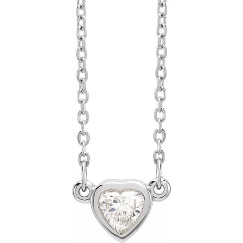 14k White Gold 1/4 ct tw Diamond Heart Solitaire Necklace