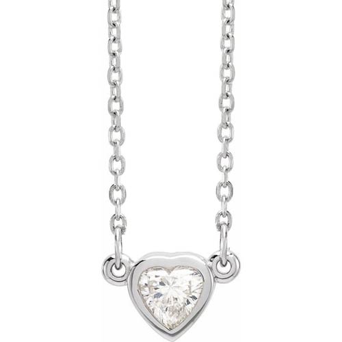 14k White Gold 1/4 ct tw Diamond Heart Solitaire Necklace JJ88159W