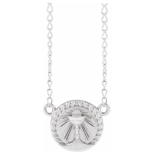 14k White Gold Child's First Communion Necklace