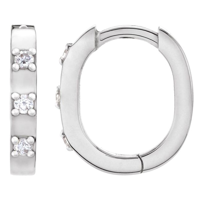 14k White Gold .08 ct tw Diamond Hoop Earrings 11.5mm