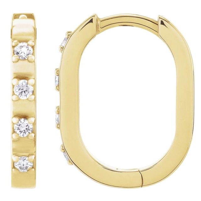 14k Yellow Gold 1/10 ct tw Diamond Hoop Earrings 14mm