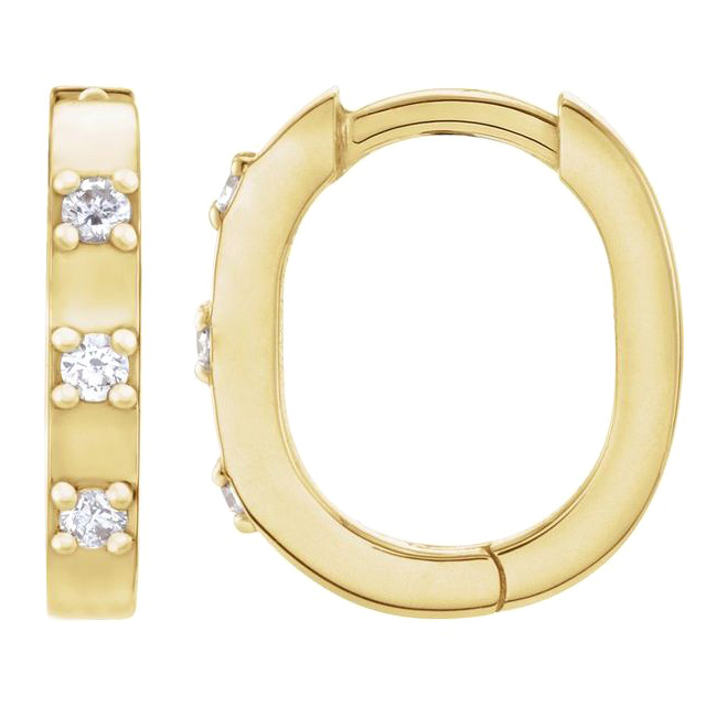 14k White Gold .08 ct tw Diamond Hoop Earrings 11.5mm