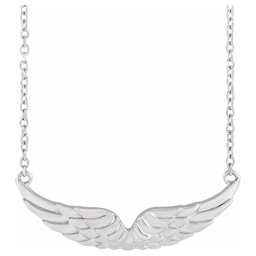 14k White Gold Angel Wings Necklace