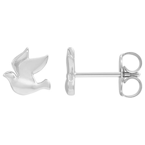 14k White Gold Holy Spirit Dove Earrings