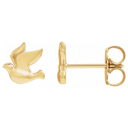 14k Yellow Gold Holy Spirit Dove Earrings