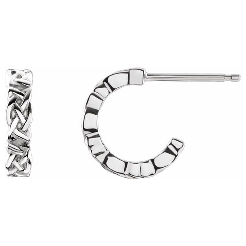 14k White Gold Small Celtic Knot Hoop Earrings