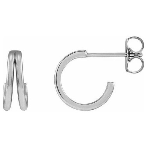 14k White Gold Split Huggie Hoop Earrings