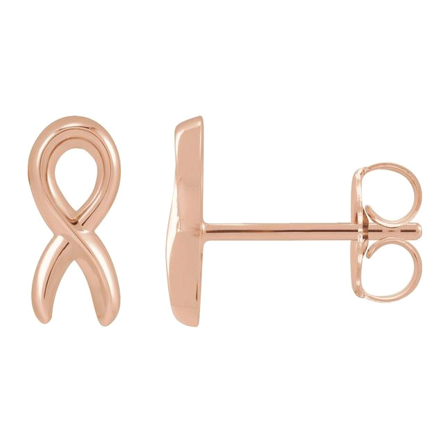 14k Rose Gold Cancer Survivor Ribbon Earrings