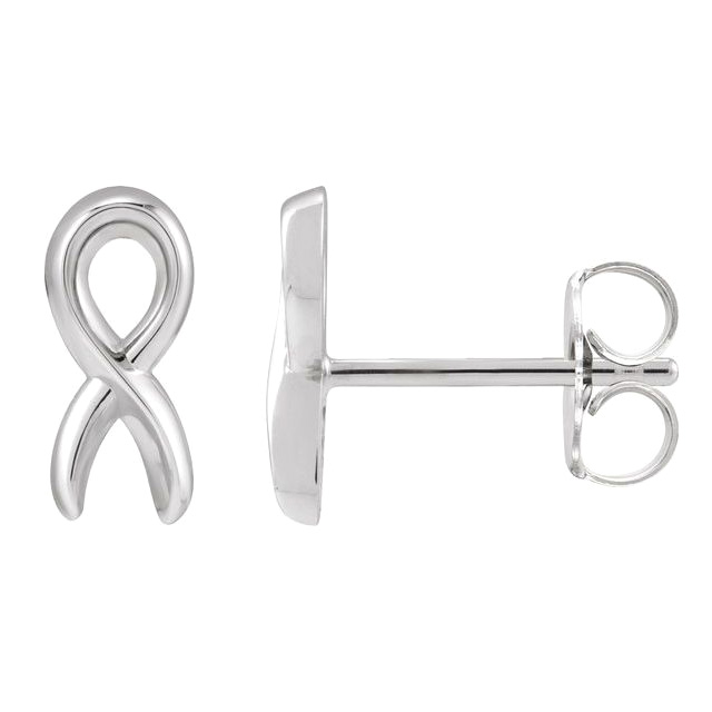 14k White Gold Cancer Survivor Ribbon Earrings