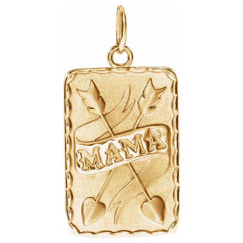 14k Yellow Gold Mama With Crossed Arrows Pendant