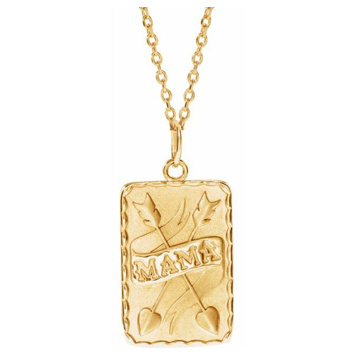 14k Yellow Gold Mama With Crossed Arrows Necklace