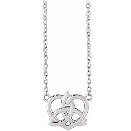 14k White Gold Celtic Heart Necklace 