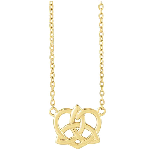 14k Yellow Gold Celtic Heart Necklace 