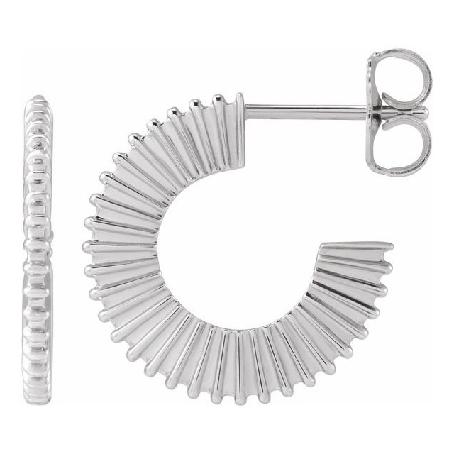 14k White Gold Starburst Hoop Earrings