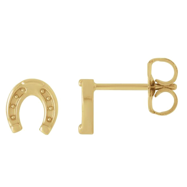 14k Yellow Gold Horseshoe Earrings with Nail Accents