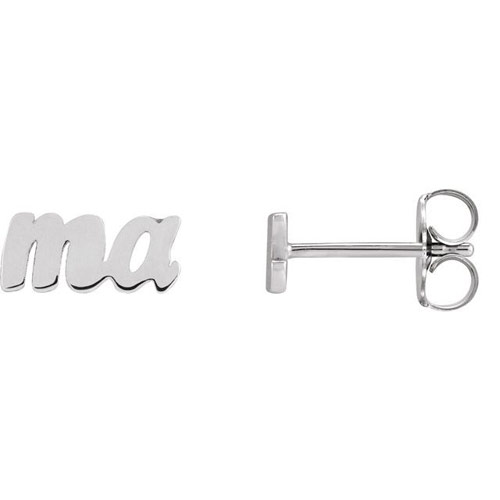14k White Gold Mama Earrings