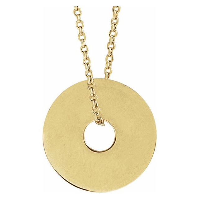 14k Yellow Gold Washer Necklace