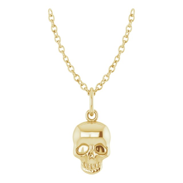 14k Yellow Gold Small Skull Necklace
