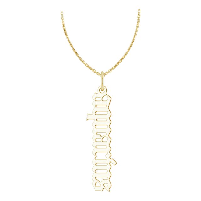 14k Yellow Gold Ladies' Gothic Aquarius Zodiac Necklace