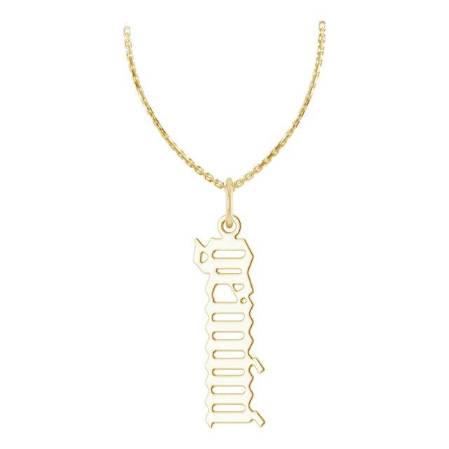 14k Yellow Gold Ladies' Gothic Gemini Zodiac Necklace