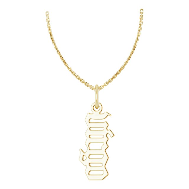 14k Yellow Gold Ladies' Gothic Virgo Zodiac Necklace