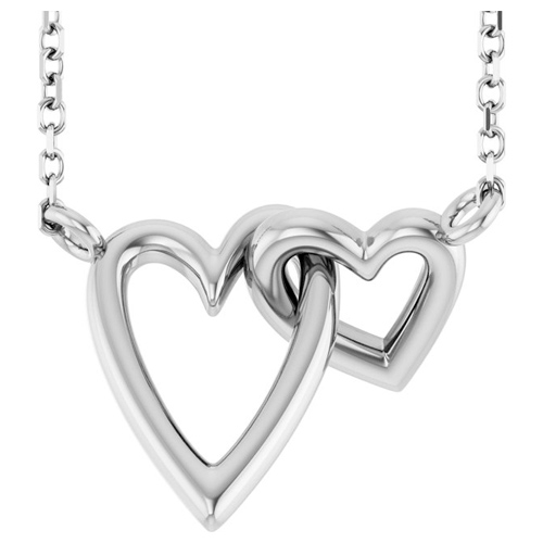 14k White Gold Intertwined Hearts Necklace
