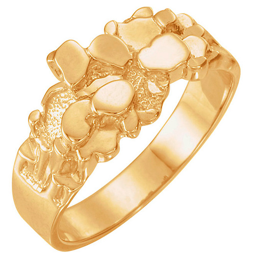 14k Yellow Gold Men's Nugget Ring 11mm