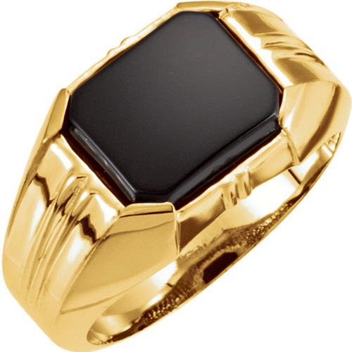 14kt Yellow Gold Men's 12x10mm Onyx Ring