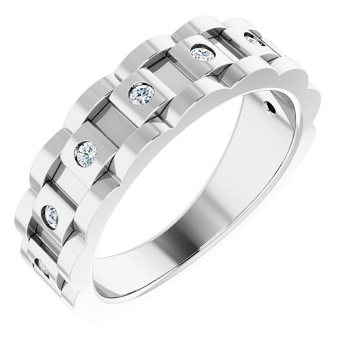 14k White Gold Men's 1/4 ct tw Diamond Chain Link Ring