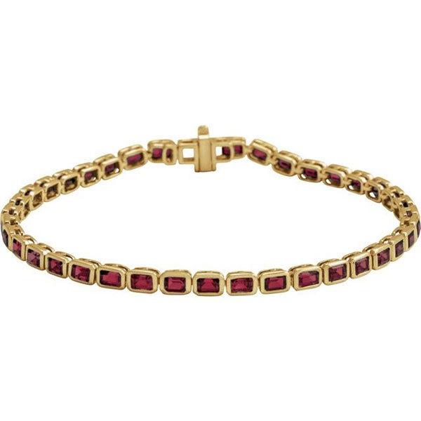 14k Yellow Gold 8.5 ct Emerald-cut Garnet Bezel Bracelet
